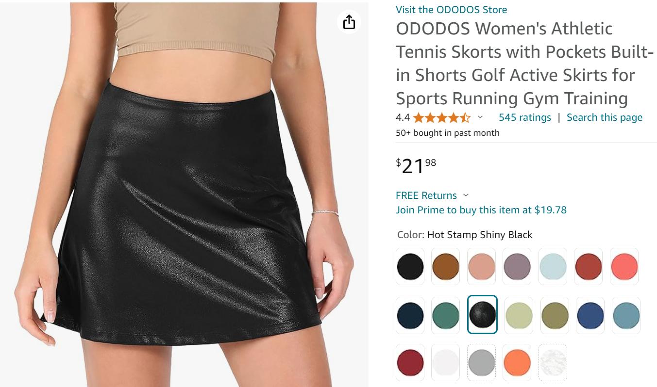 ODODOS Shiny Black Skorts